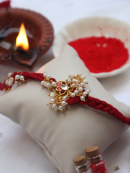 Levi Red Kundan Rakhi