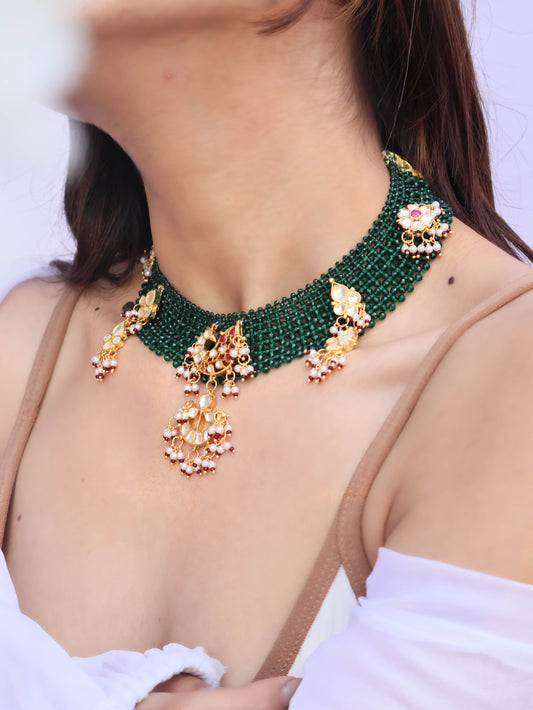 Luna Kundan Green Necklace