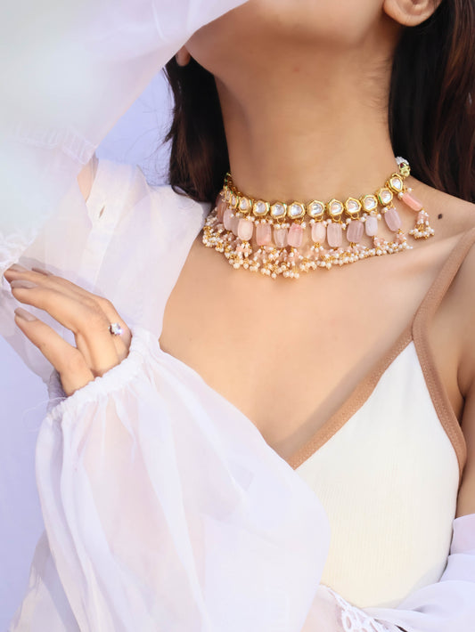 Fareen Pink Kundan Necklace