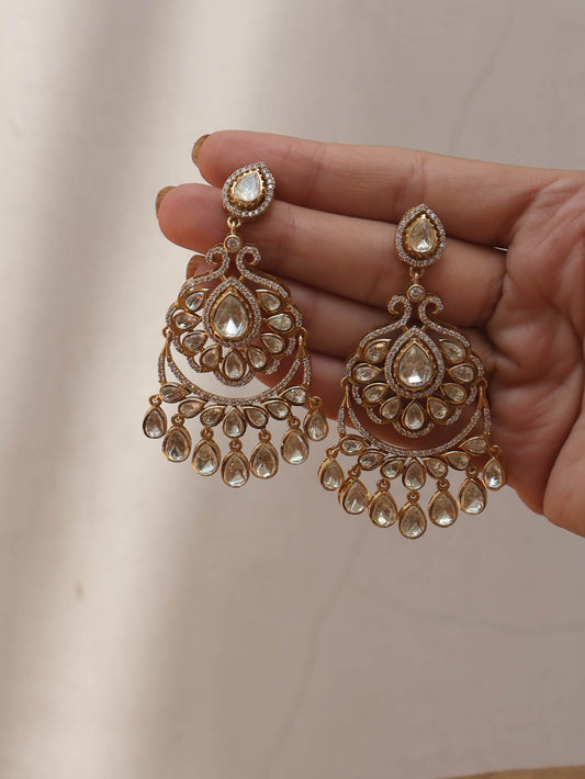 Peshwa Chandbali Polki Earrings