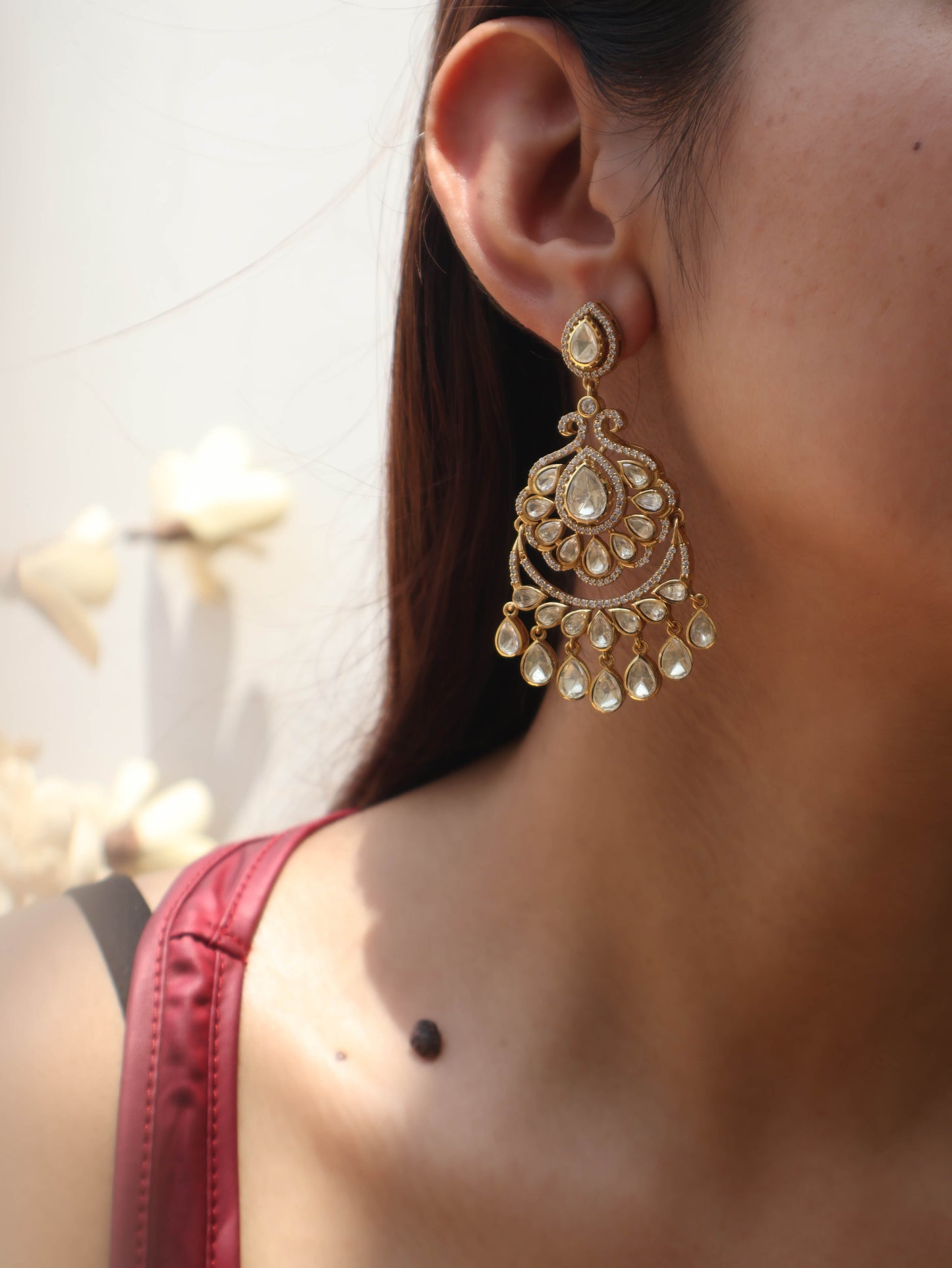 Peshwa Chandbali Polki Earrings