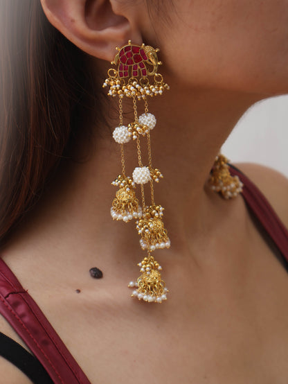 Gajraj Pink Kundan Earrings
