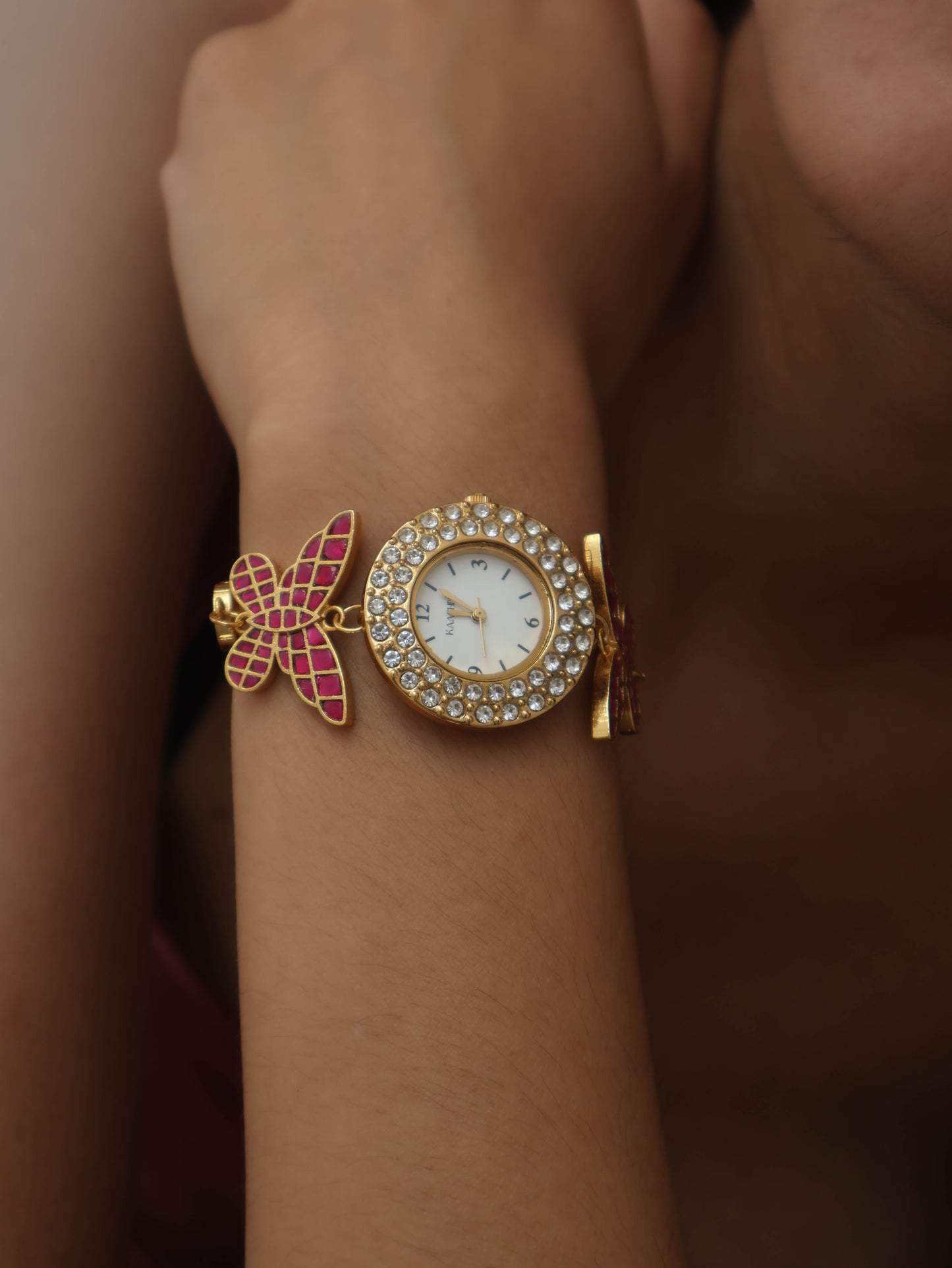 Titli Pink Kundan Wrist Watch