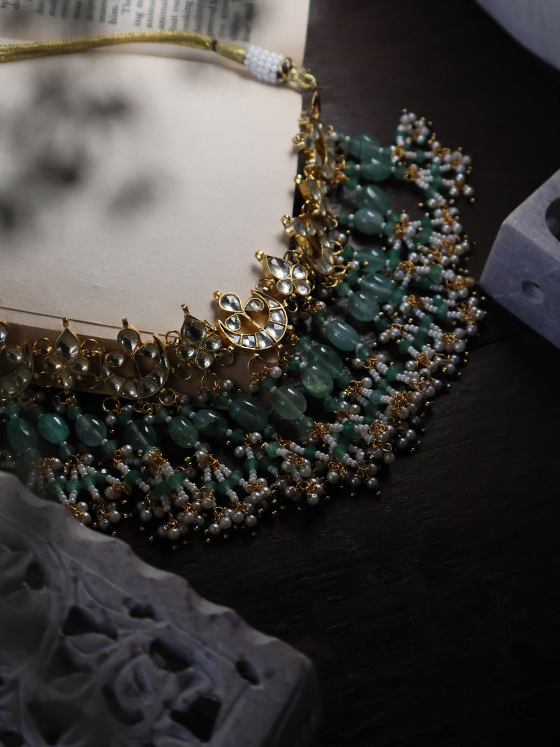 Subha Kundan Mint Green Necklace