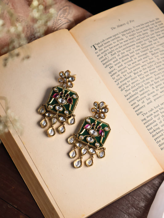 Avram Green Meenakari Kundan Earrings