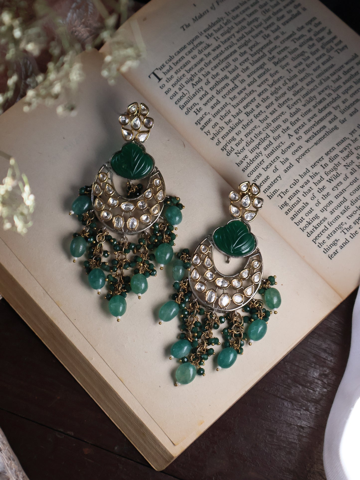 Wilsa Polki Green Polki Earrings