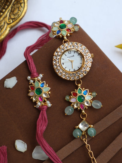 Madhav Multicolour Rakhi & Wrist Watch Set