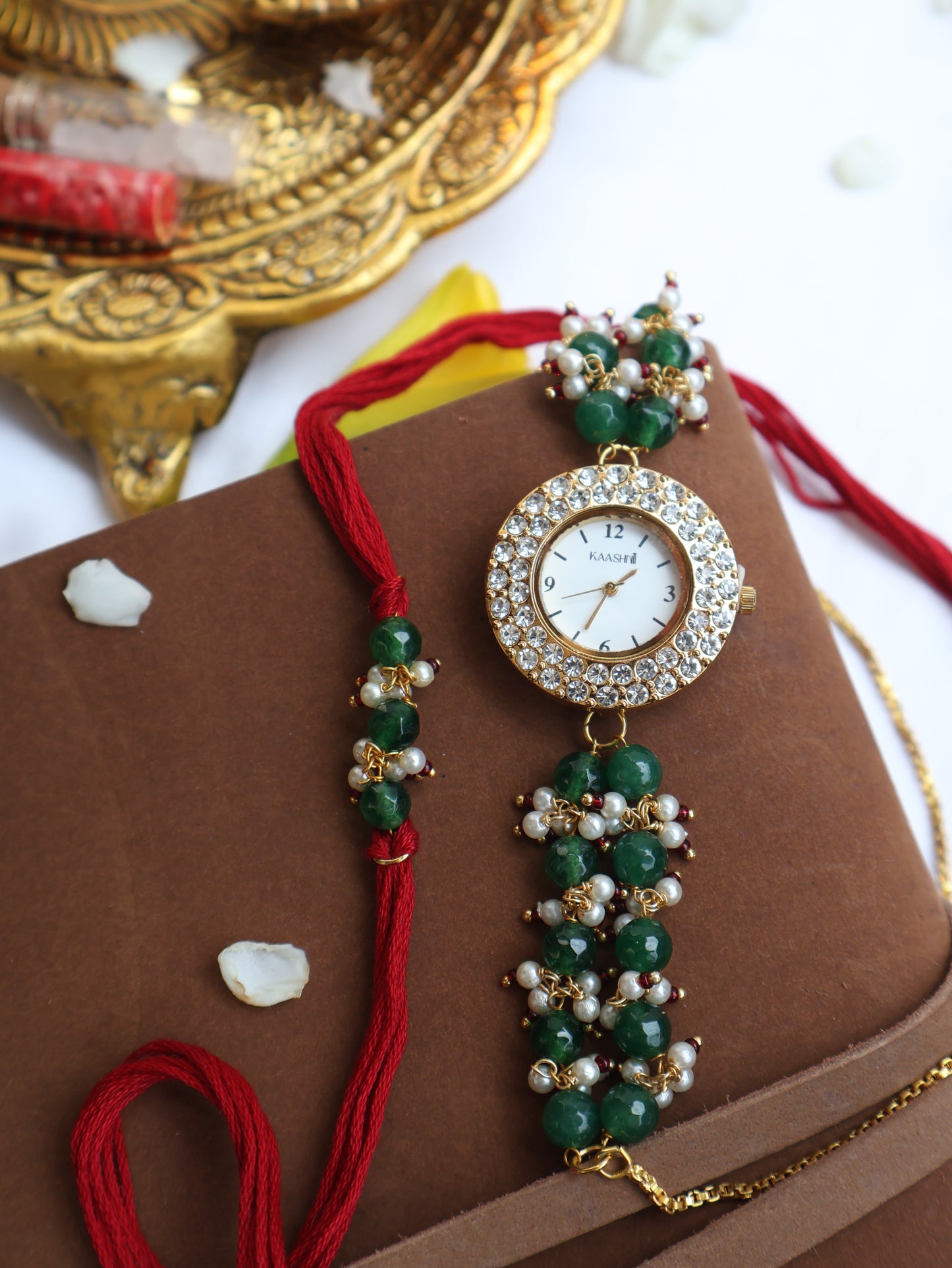 Shiv Green Rakhi & Wrist Watch Set