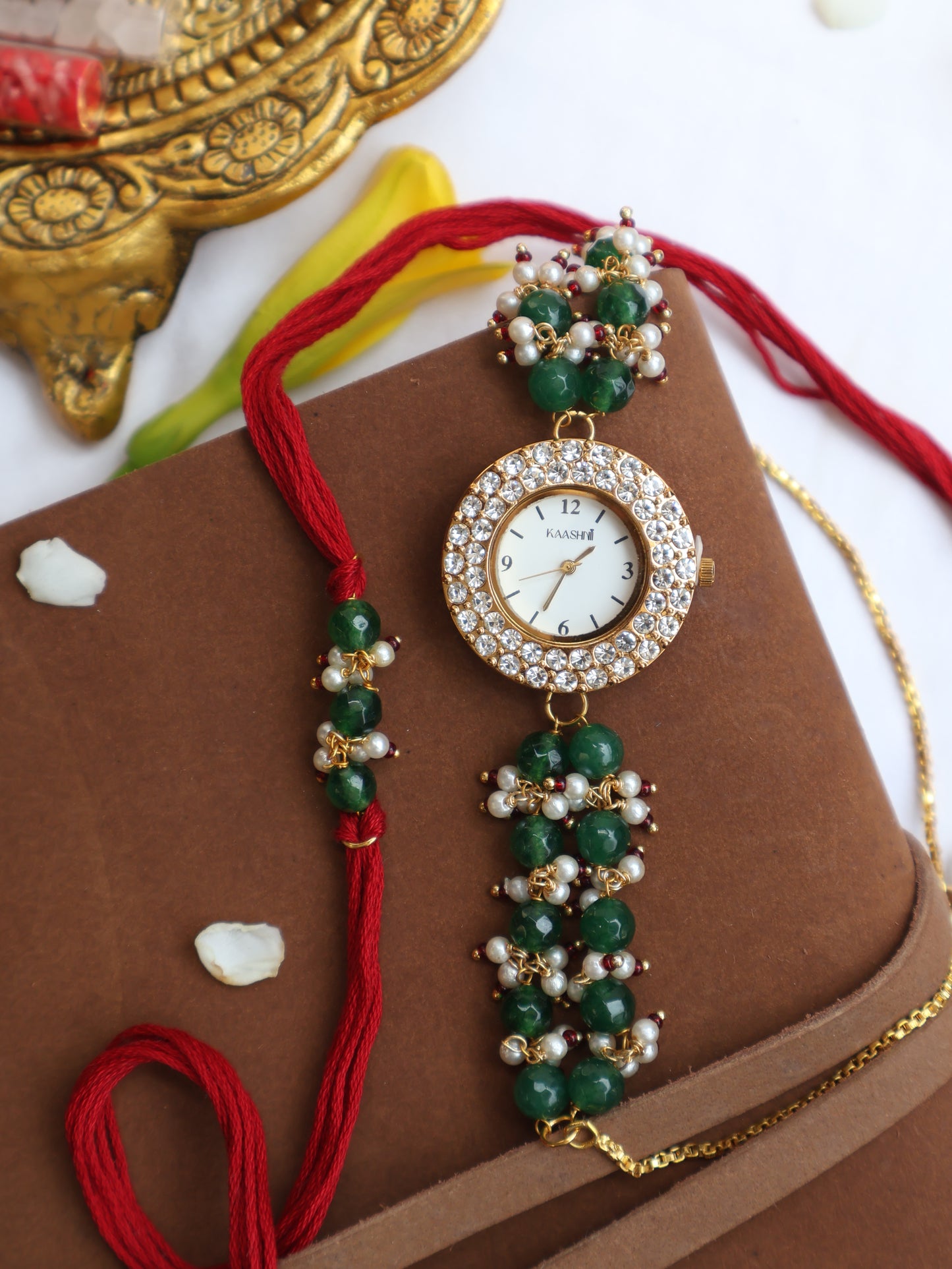 Shiv Green Rakhi & Wrist Watch Set