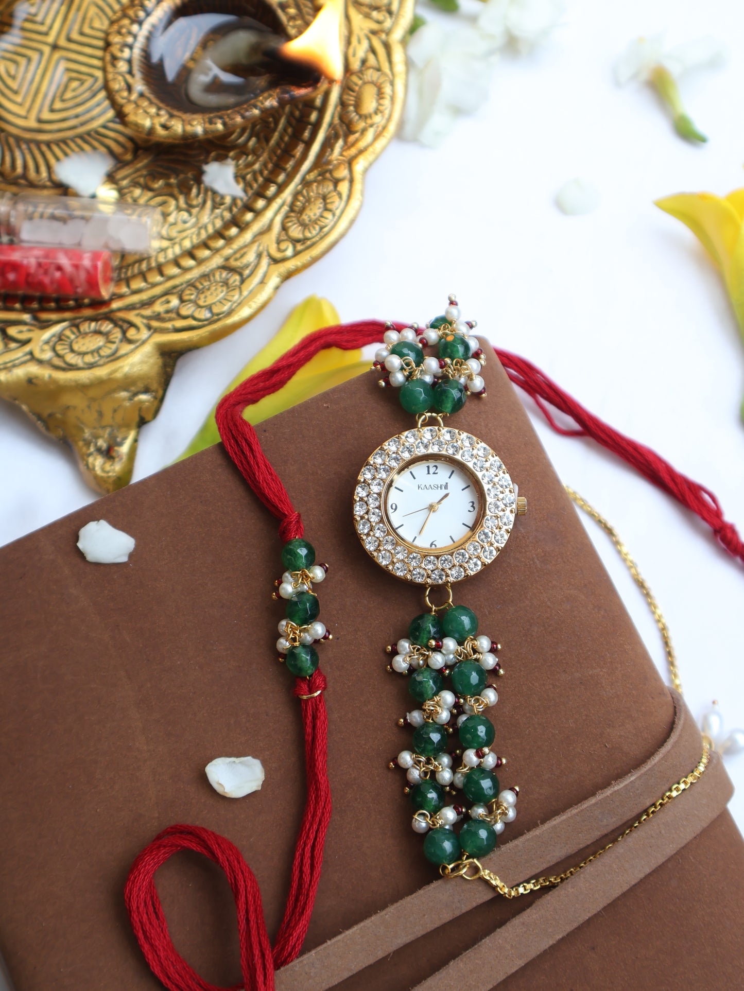 Shiv Green Rakhi & Wrist Watch Set