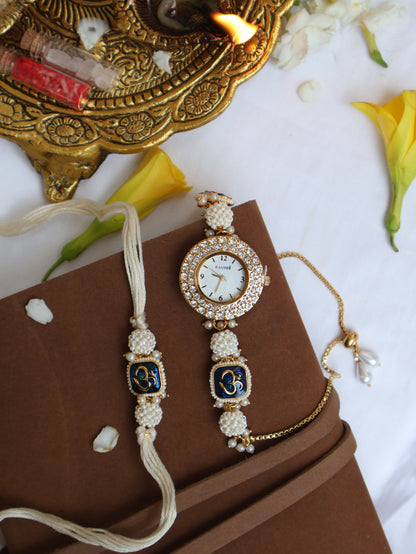 Naresh Blue Rakhi & Wrist Watch Set