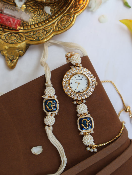 Naresh Blue Rakhi & Wrist Watch Set