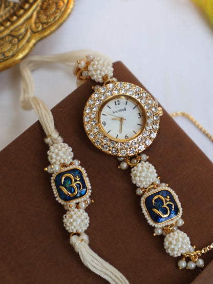 Naresh Blue Rakhi & Wrist Watch Set