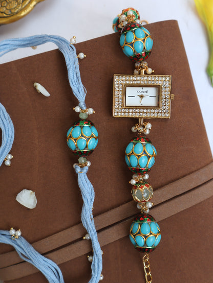 Ocean Rakhi & Wrist Watch Set