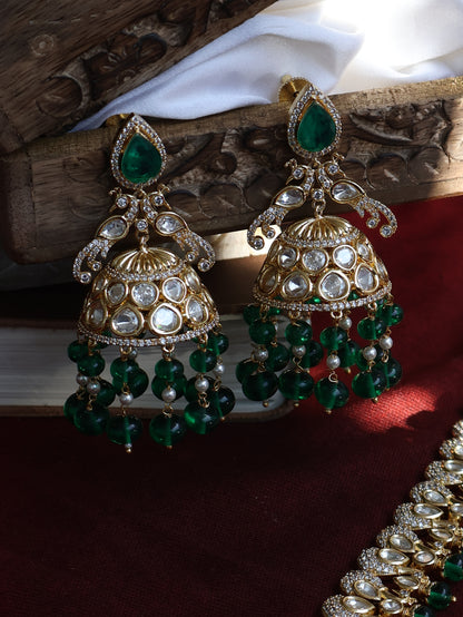 Victoria Green Polki Necklace Set