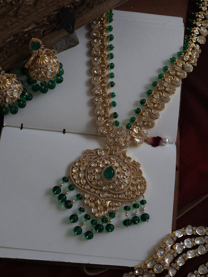 Victoria Green Polki Necklace Set