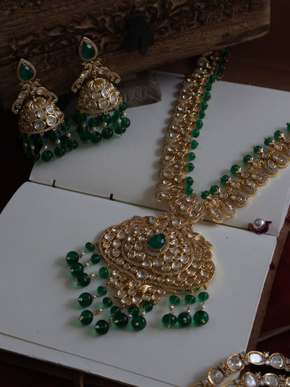 Victoria Green Polki Necklace Set