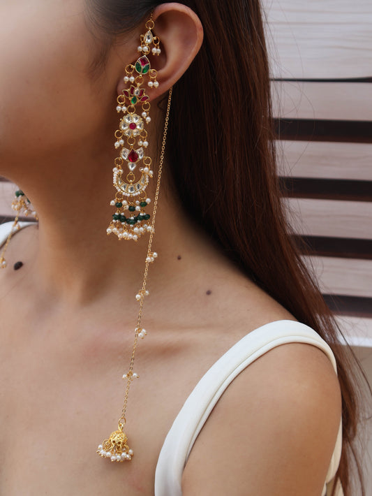Afnan Kundan Jhumki Long Earrings