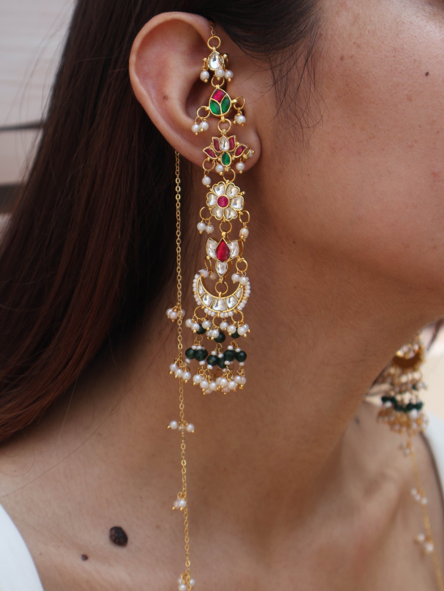 Afnan Kundan Jhumki Long Earrings