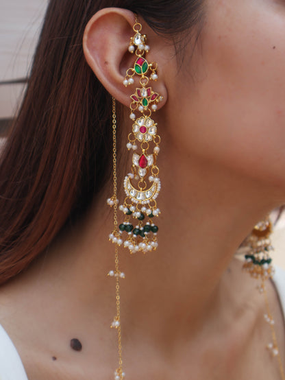 Afnan Kundan Jhumki Long Earrings