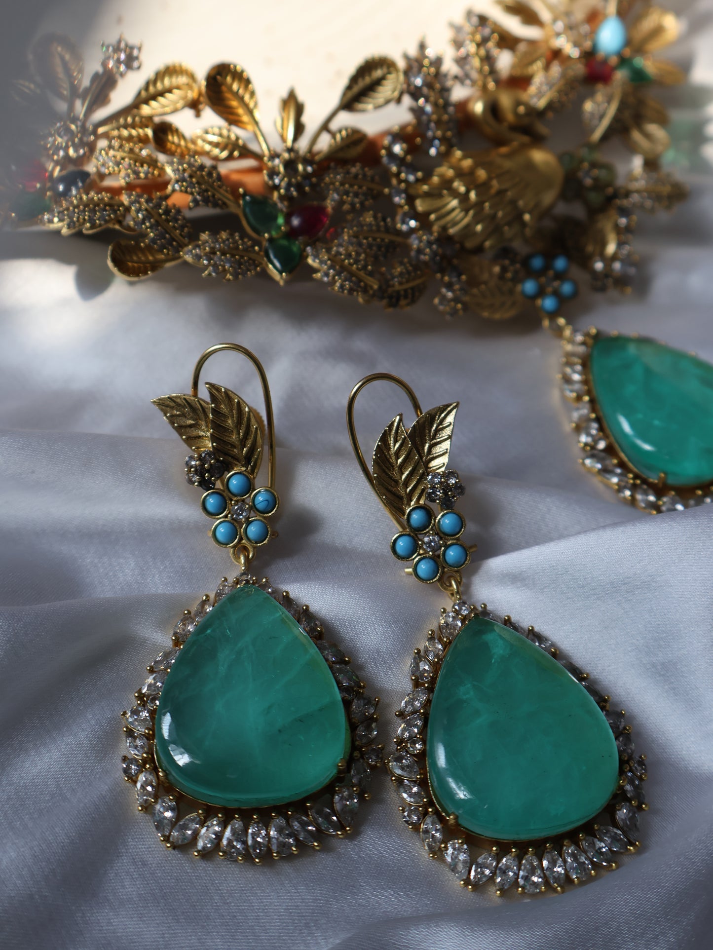 Udaan Mint Green Polki Necklace Set