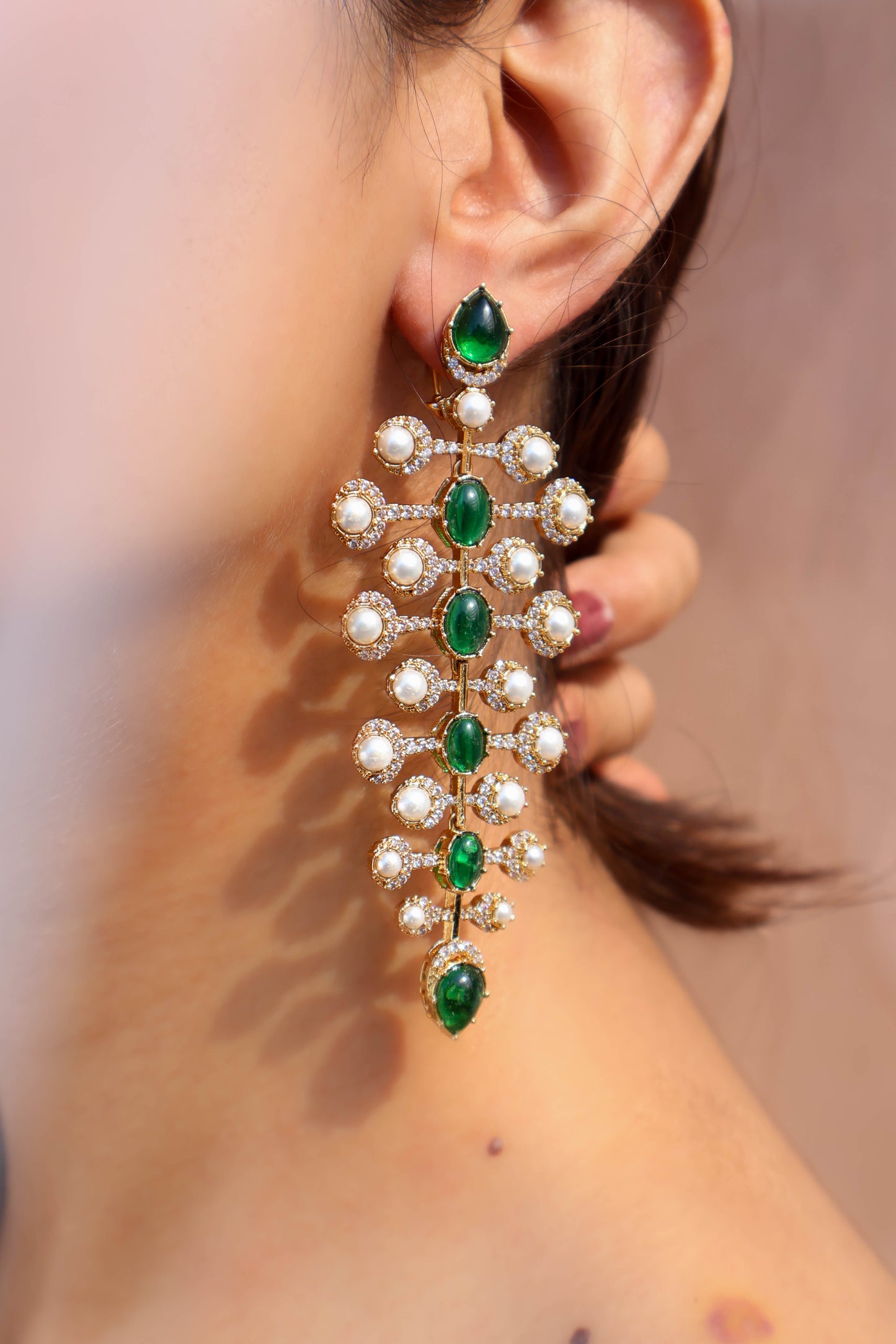 Amulya Green Dangler Earrings