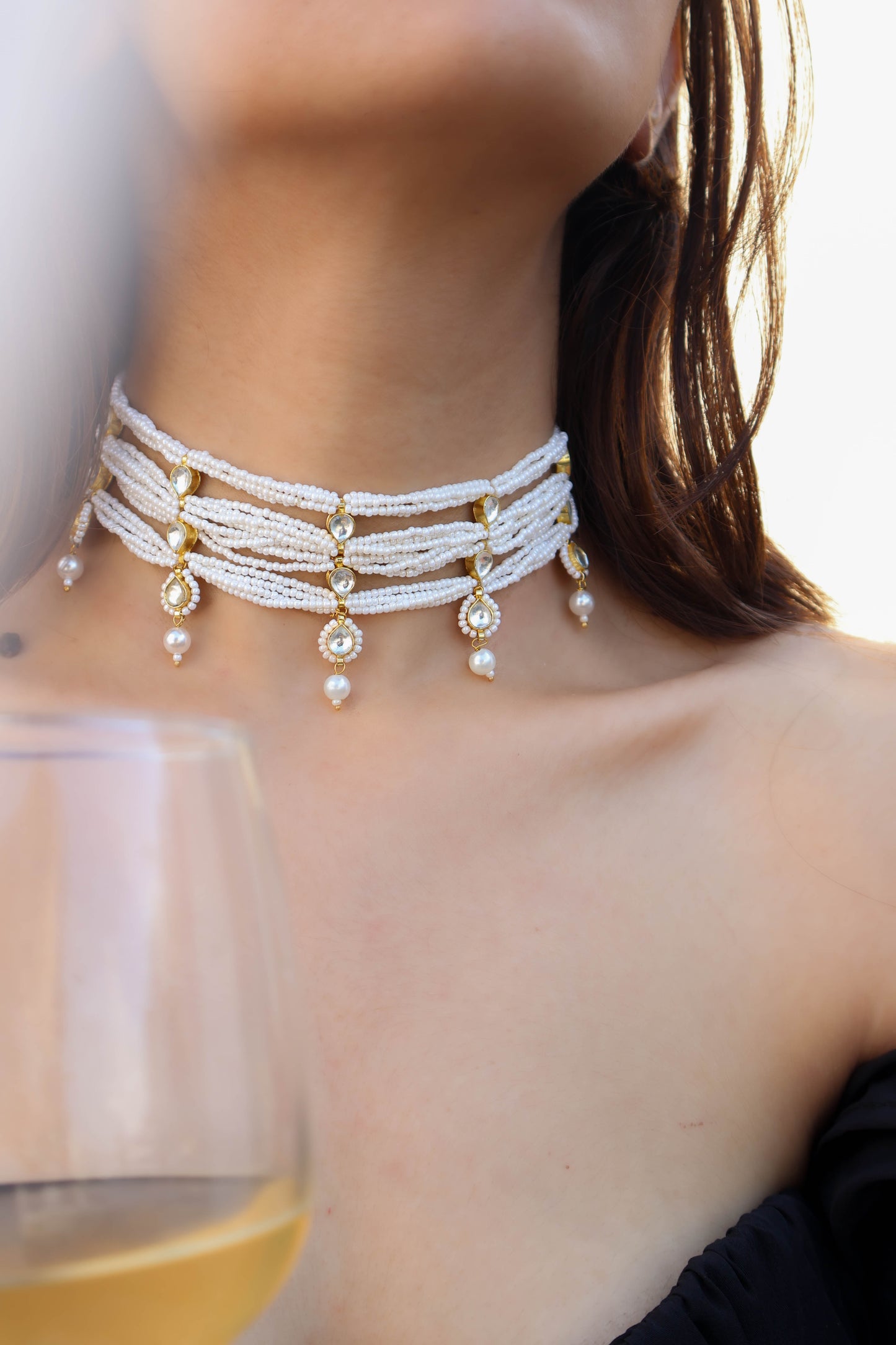 Odel Kundan Pearl Choker Necklace