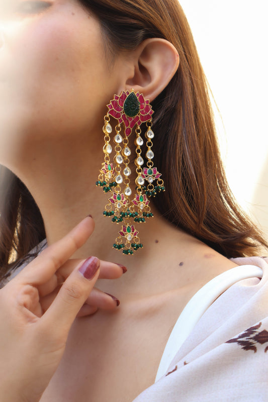 Yuvaa Pink Lotus Earrings