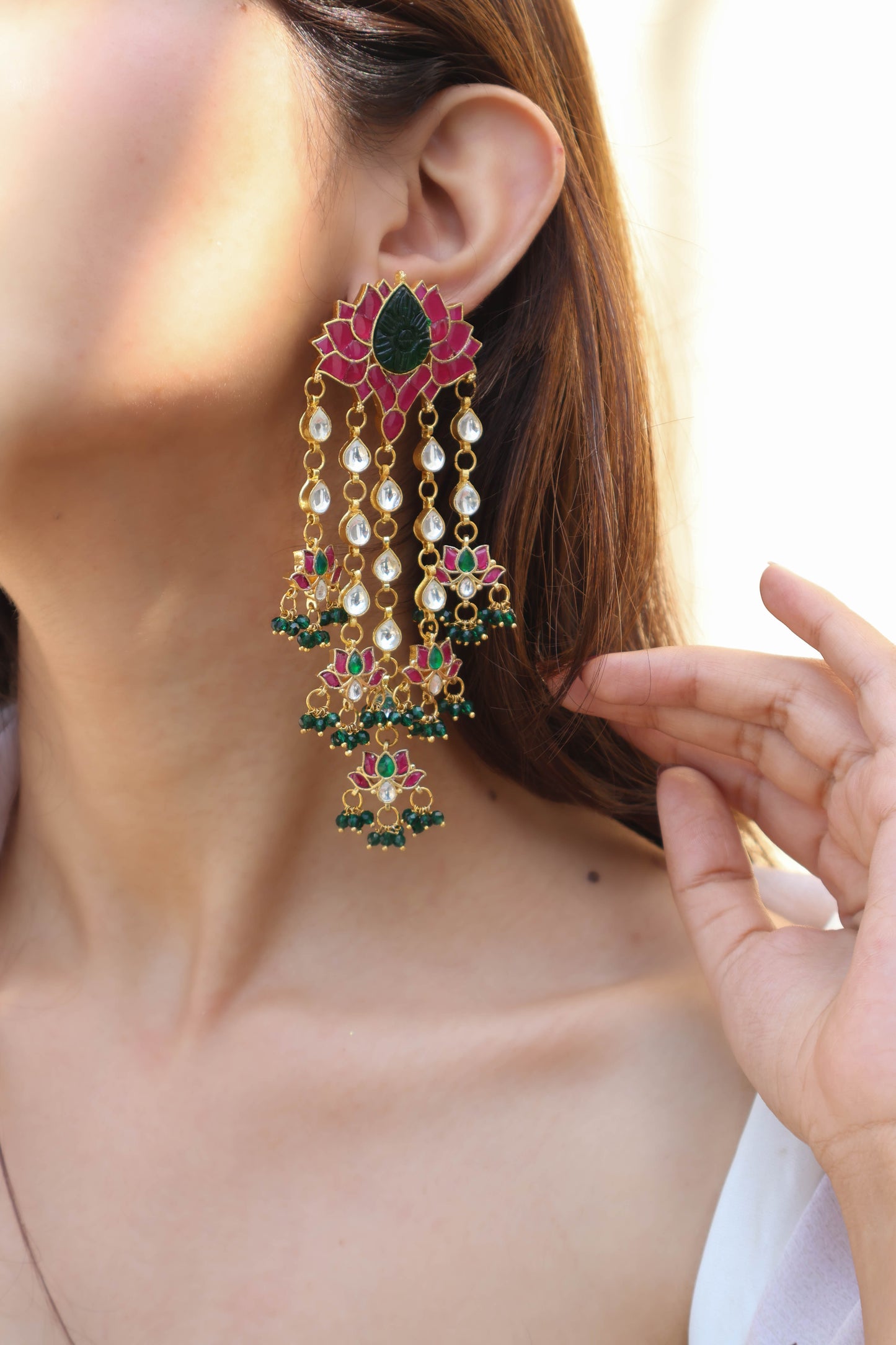 Yuvaa Pink Lotus Earrings