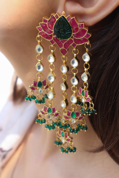 Yuvaa Pink Lotus Earrings