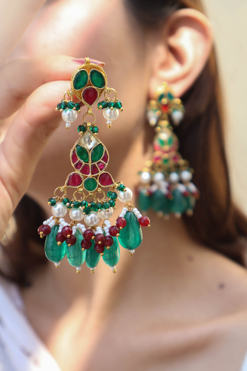 Shobhika Green Kundan Earrings
