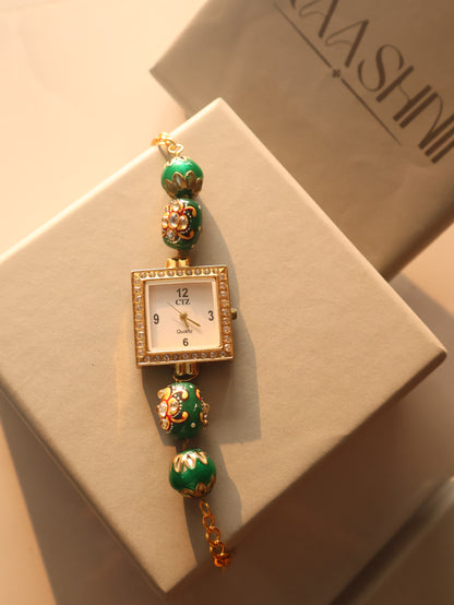 Noa Green Meenakari Wrist Watch