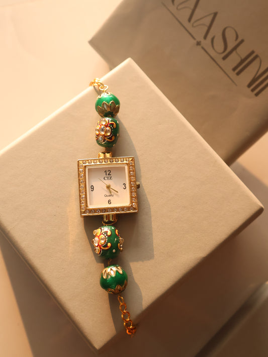 Noa Green Meenakari Wrist Watch