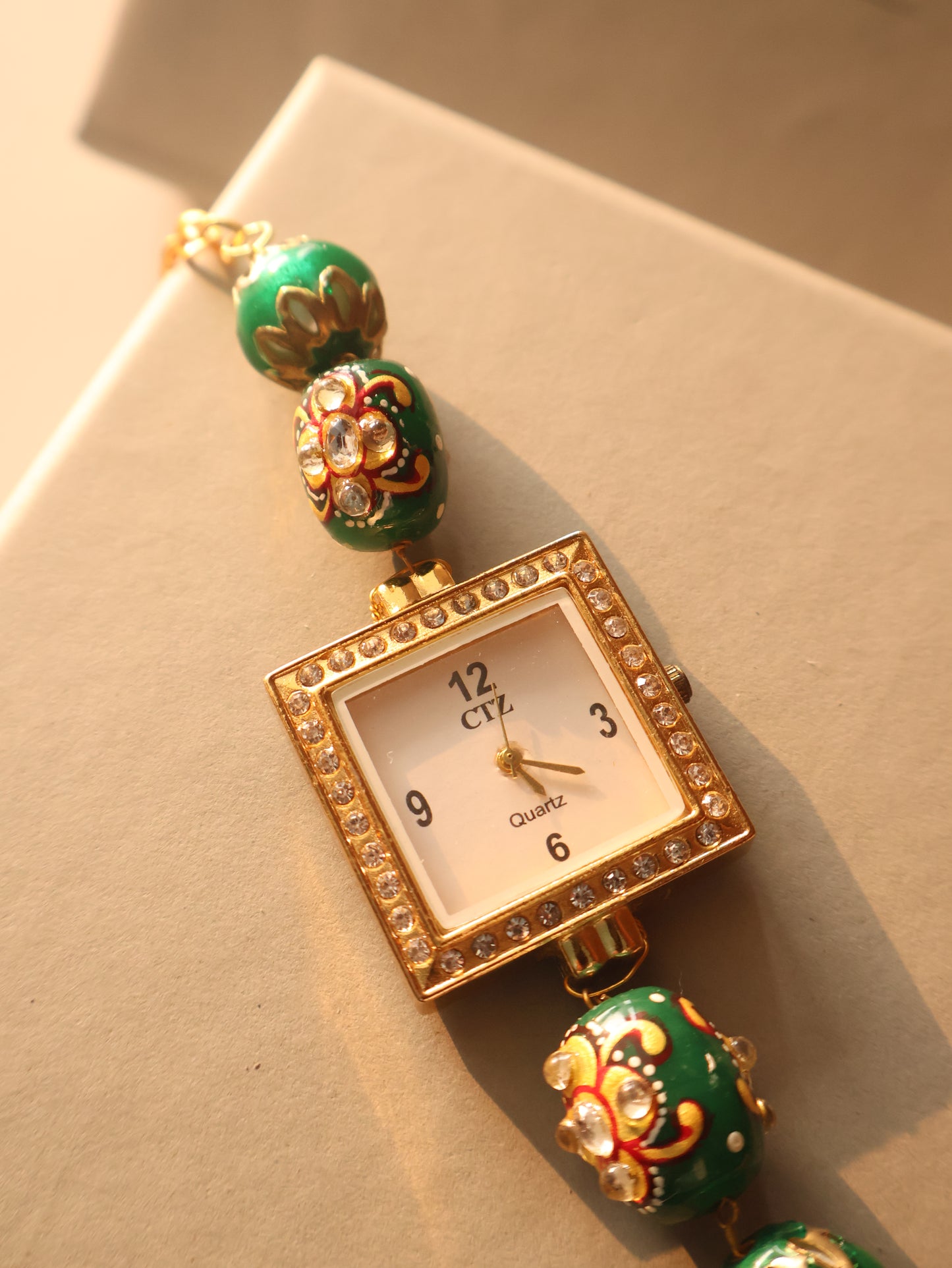 Noa Green Meenakari Wrist Watch
