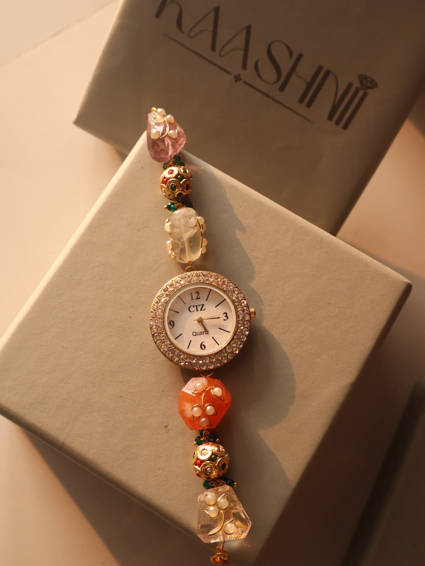 Daneera Coral Meenakari Wrist Watch