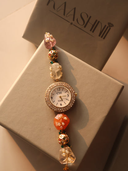 Daneera Coral Meenakari Wrist Watch