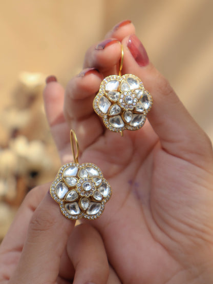 Dibra Floral Kundan Stud Earrings