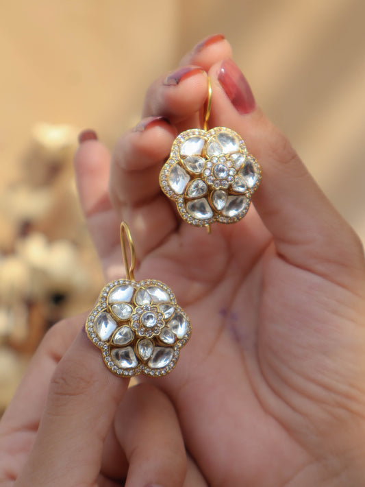 Dibra Floral Kundan Stud Earrings