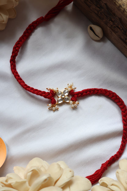 Pushp Red Kundan Rakhi