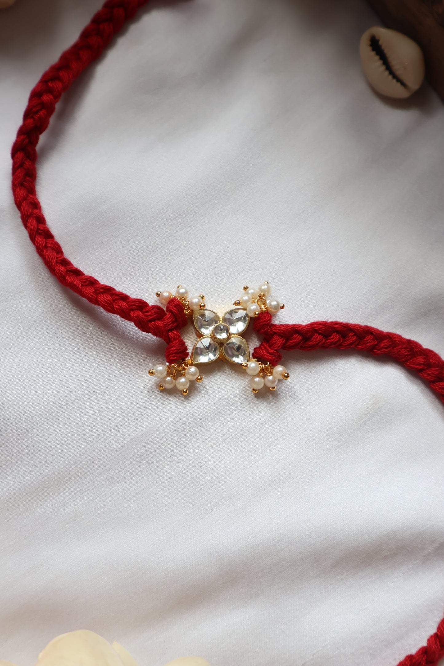 Pushp Red Kundan Rakhi