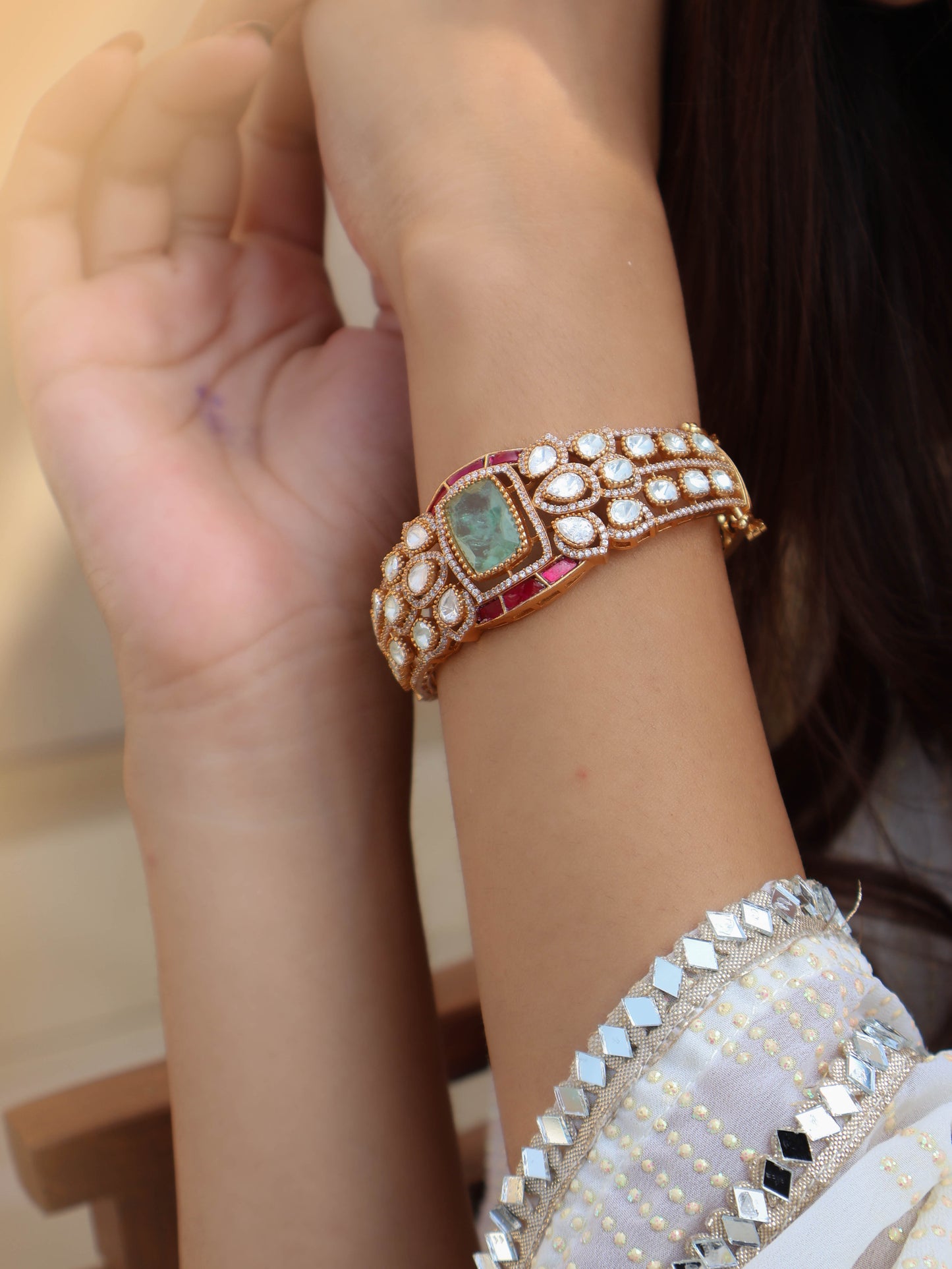 Ceren Mint Polki Bangle