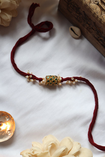 Aryan Red Kundan Rakhi