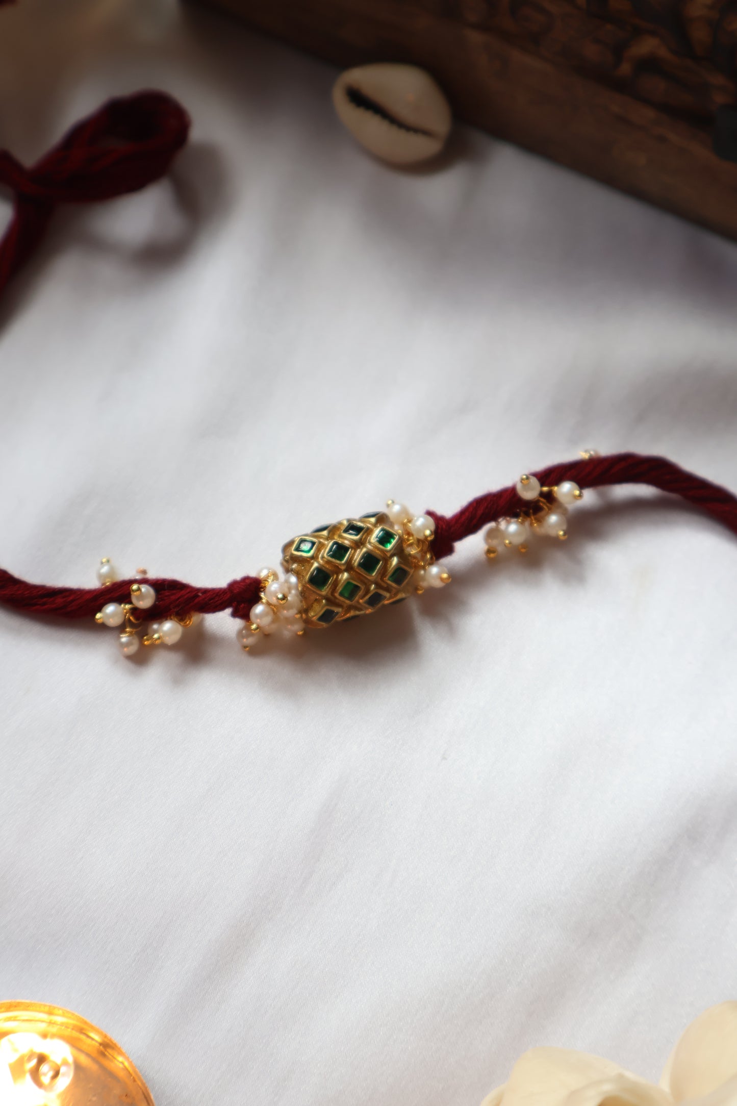 Aryan Red Kundan Rakhi