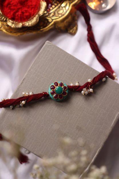 Jheel Turquoise Kundan Rakhi