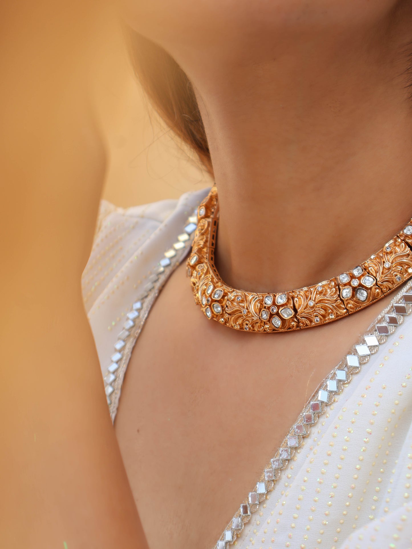 Maya Polki Embossed Necklace Set