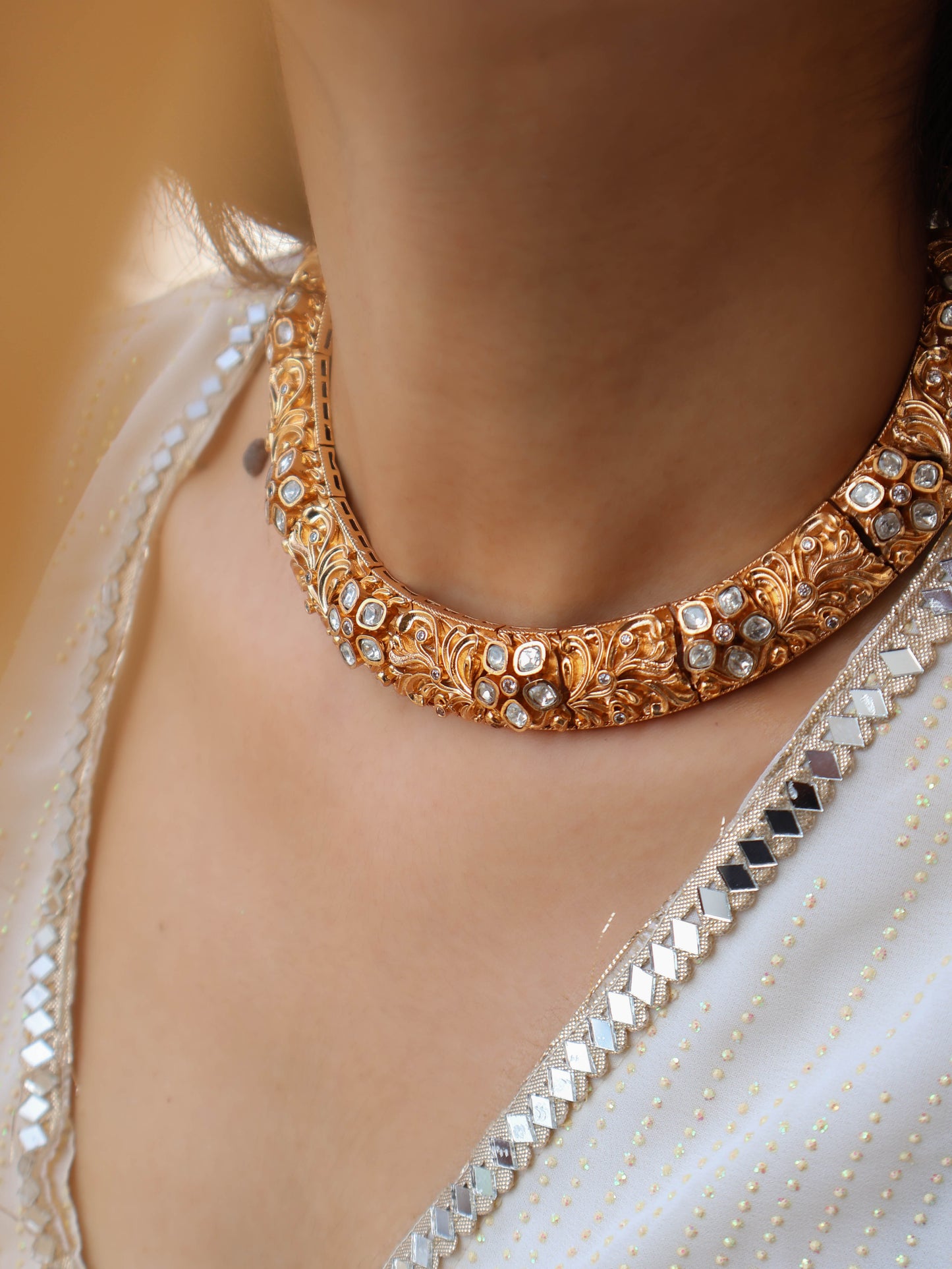 Maya Polki Embossed Necklace Set