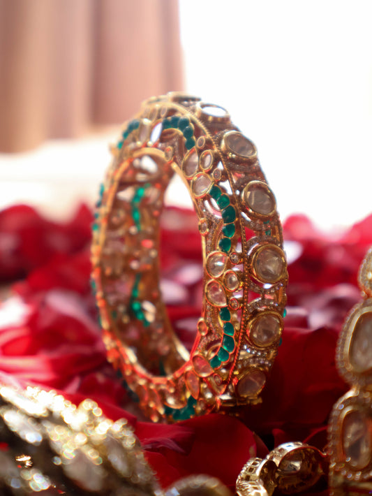 Elsa Green Polki Bangle