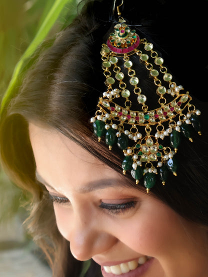 Vera Pink-Green Polki Passa/Jhoomar