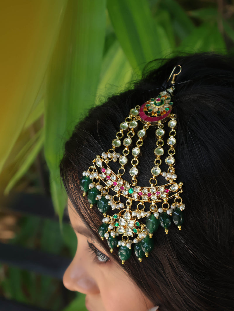 Vera Pink-Green Polki Passa/Jhoomar