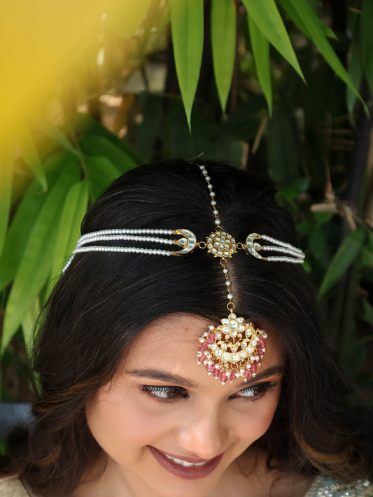 Eva Pink Kundan Sheeshphool